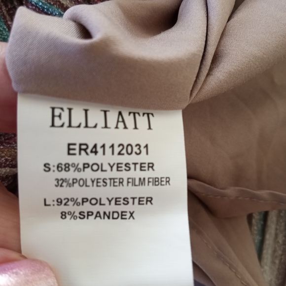 ELLIATT Layla Multi Stripe Long Sleeve Dress | Mini Wrap Look | No Belt | M - Picture 9 of 10